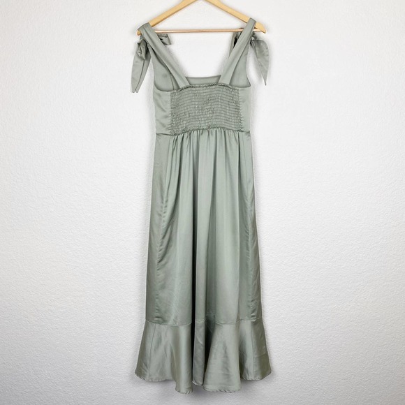 Show Me Your Mumu Claire Midi Dress in Ivory Luxe Satin Size M - Picture 9 of 12